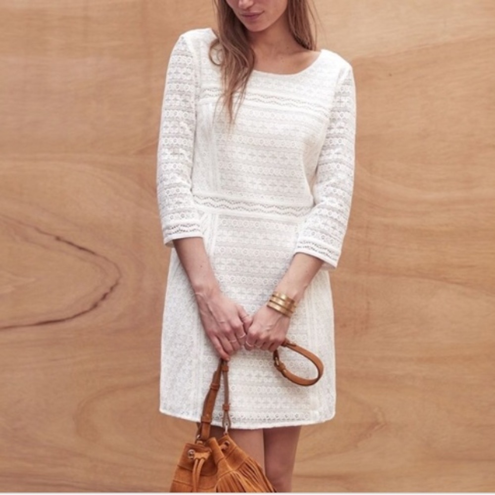 Sezane Alberta white lace dress